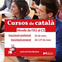 A partir del 25 de març s'obre la inscripció als cursos de català del tercer trimestre (de l’A1 al C1)  