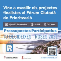 L’Ajuntament de Roses convoca un Fòrum Ciutadà per a escollir les propostes finalistes del Pressupostos Participatius 2021